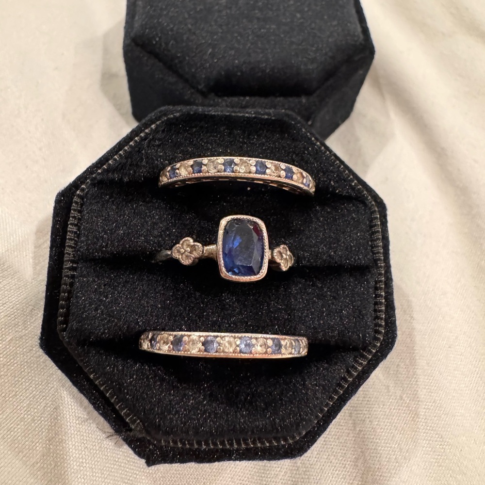 Sterling Silver Stackable Rings W/ Lab Created Sa… - image 1